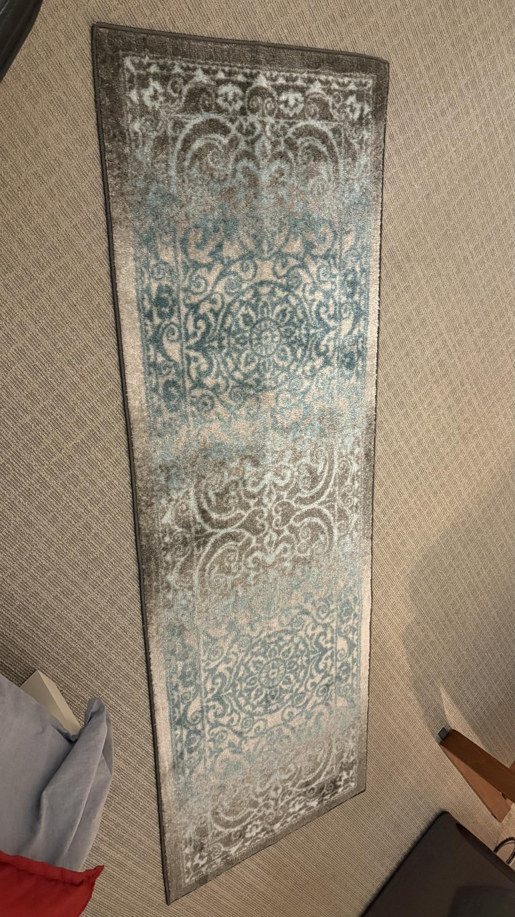 Maples Rugs Pelham Vintage Medallion Area Rugs - Made in USA - Washable, Non-Slip, Low Profile Indoor Rug for Entryway, Foyer, Kitchen, and Bathroom, 1'8 x 2'10, Blue/Grey customer photo 2