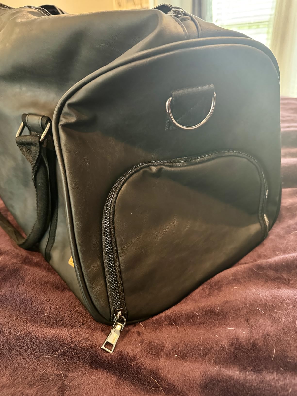Leather Travel Bag with Shoe Pouch, Waterproof Weekender Overnight Bag, Carry On Duffel Bag for Men Women-Black customer photo 1