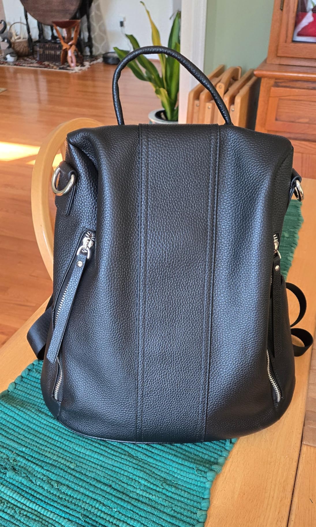 S-ZONE Leather Backpack Purses for Women Antitheft Rucksack Shoulder Bag Medium customer photo 1