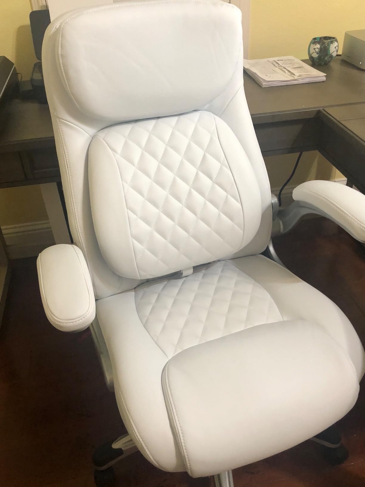 Nouhaus +Posture Ergonomic PU Leather Office Chair, Click5 Lumbar Support with FlipAdjust Armrests, Modern Executive Chair and Computer Desk Chair (Taupe) customer photo 1