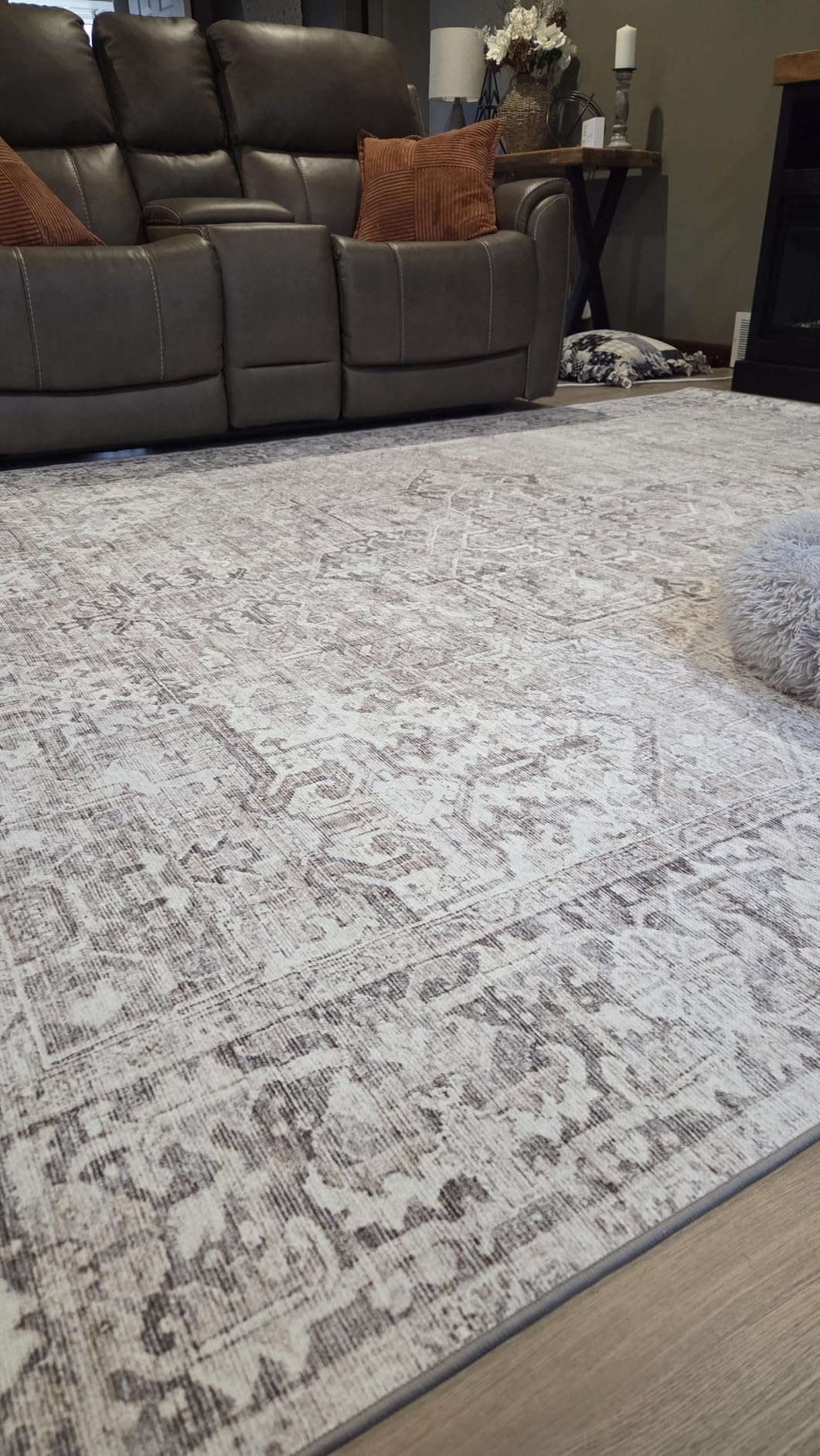 ReaLife Rugs Machine Washable Area Rug - Stain Resistant, Non-Shed - Eco-Friendly, Non-Slip, Family & Pet Friendly - Made from Premium Recycled Fiber - Vintage Bohemian Medallion - Beige Ivory, 3' x 5' customer photo 1