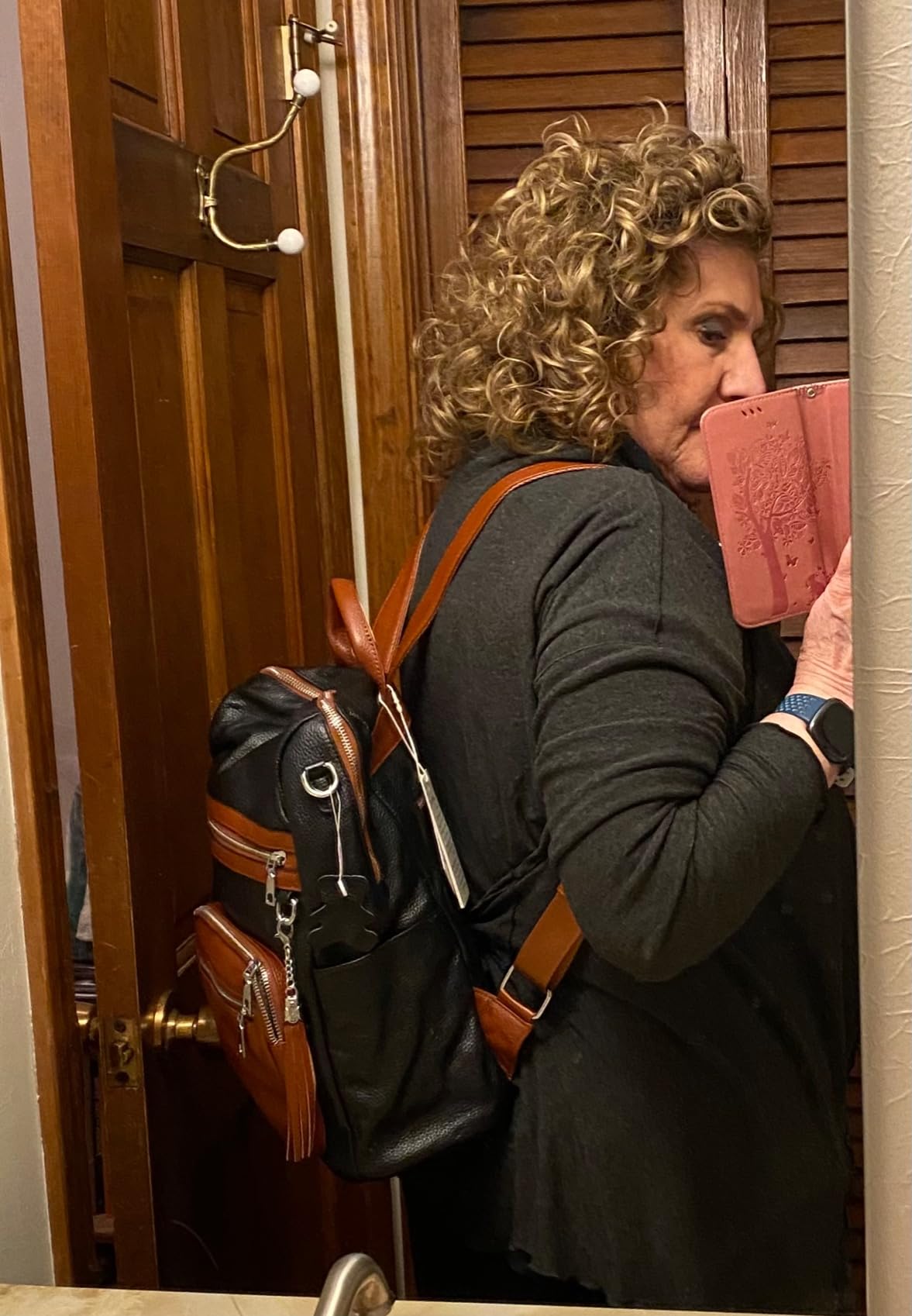 ALTOSY Genuine Leather Backpack Purse for Women Large Shoulder Bag With Laptop Compartment Multiple Pockets(S106 Black) customer photo 2