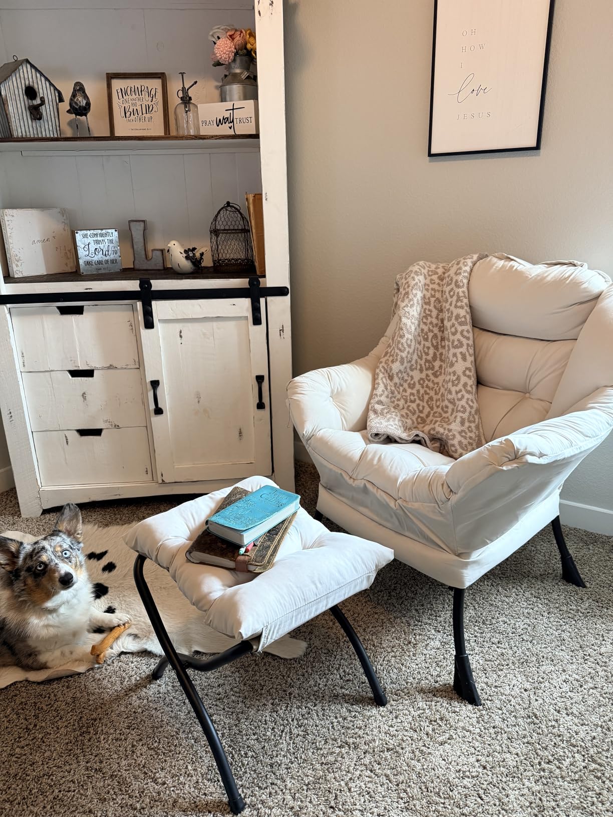 LITA Lazy Chair with Ottoman, Modern Accent Leisure Upholstered Lazy Sofa Armchair, Contemporary Lounge Reading Chair with Armrests and a Side Pocket for Living Room, Bedroom & Small Space, Dark Grey customer photo 1