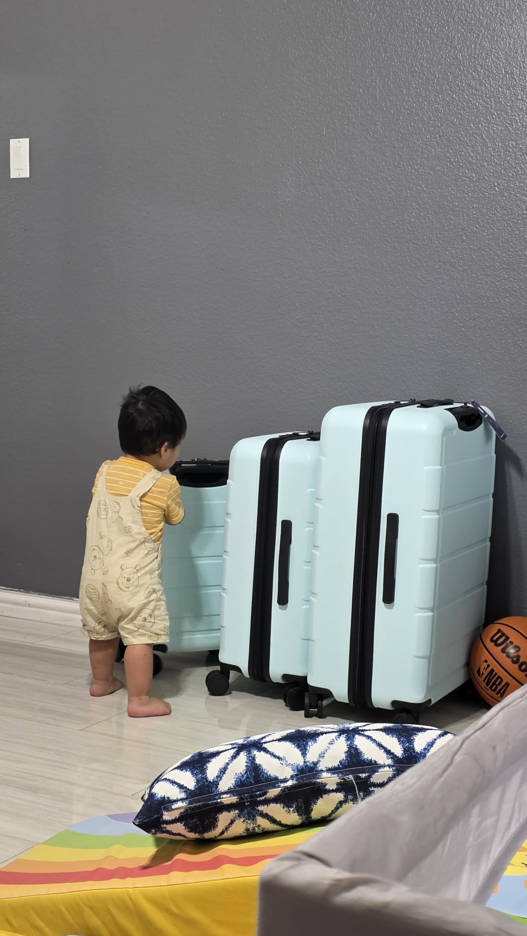 SHOWKOO Luggage Sets Expandable 100% PC Durable Suitcase Sets Double Wheels TSA Lock 4 Piece Luggage Set Navy customer photo 2