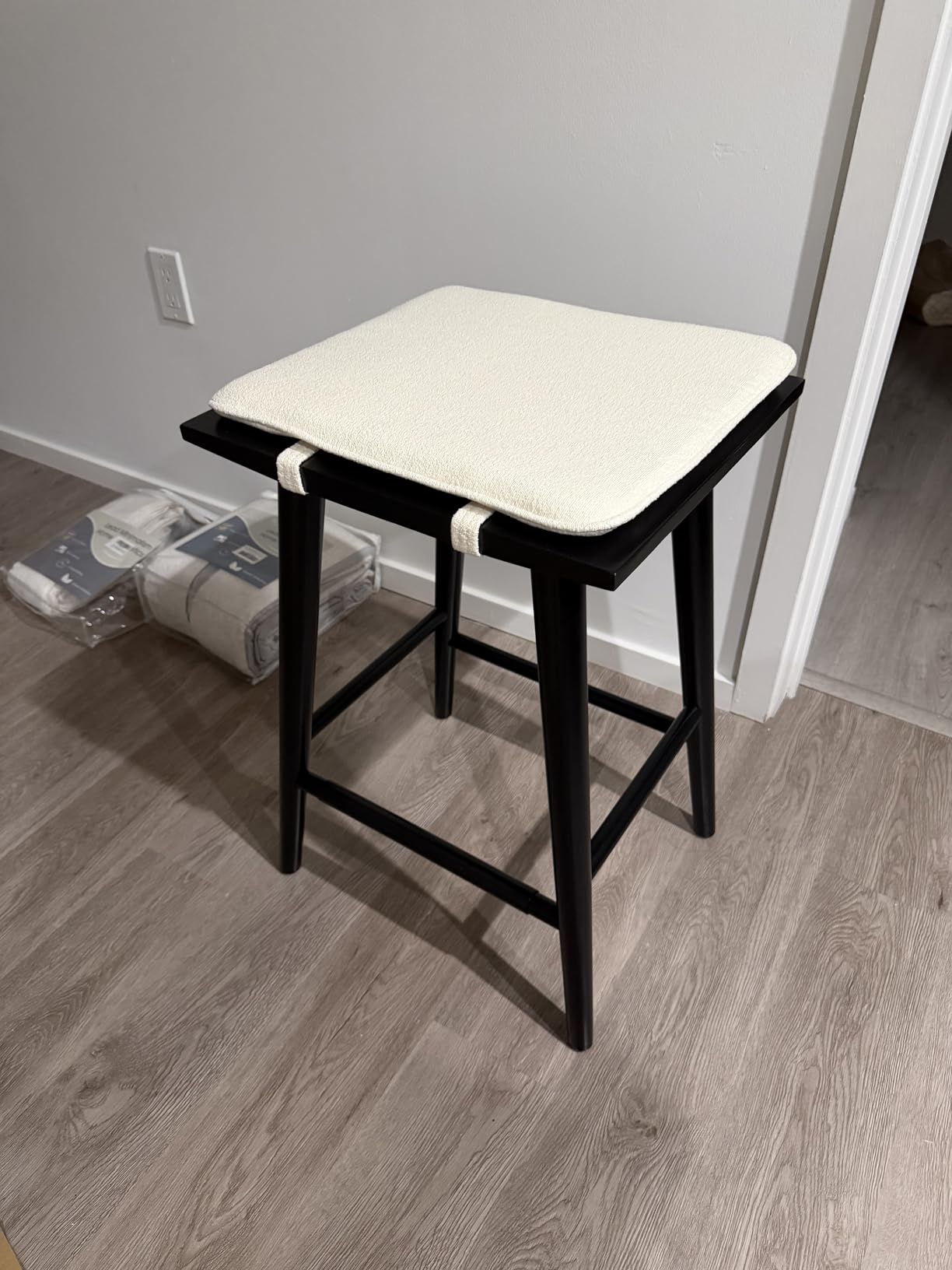 Nathan James Barker Classic Counter Height Wood Barstool with Leather Removable Cushion, Backless Island 24