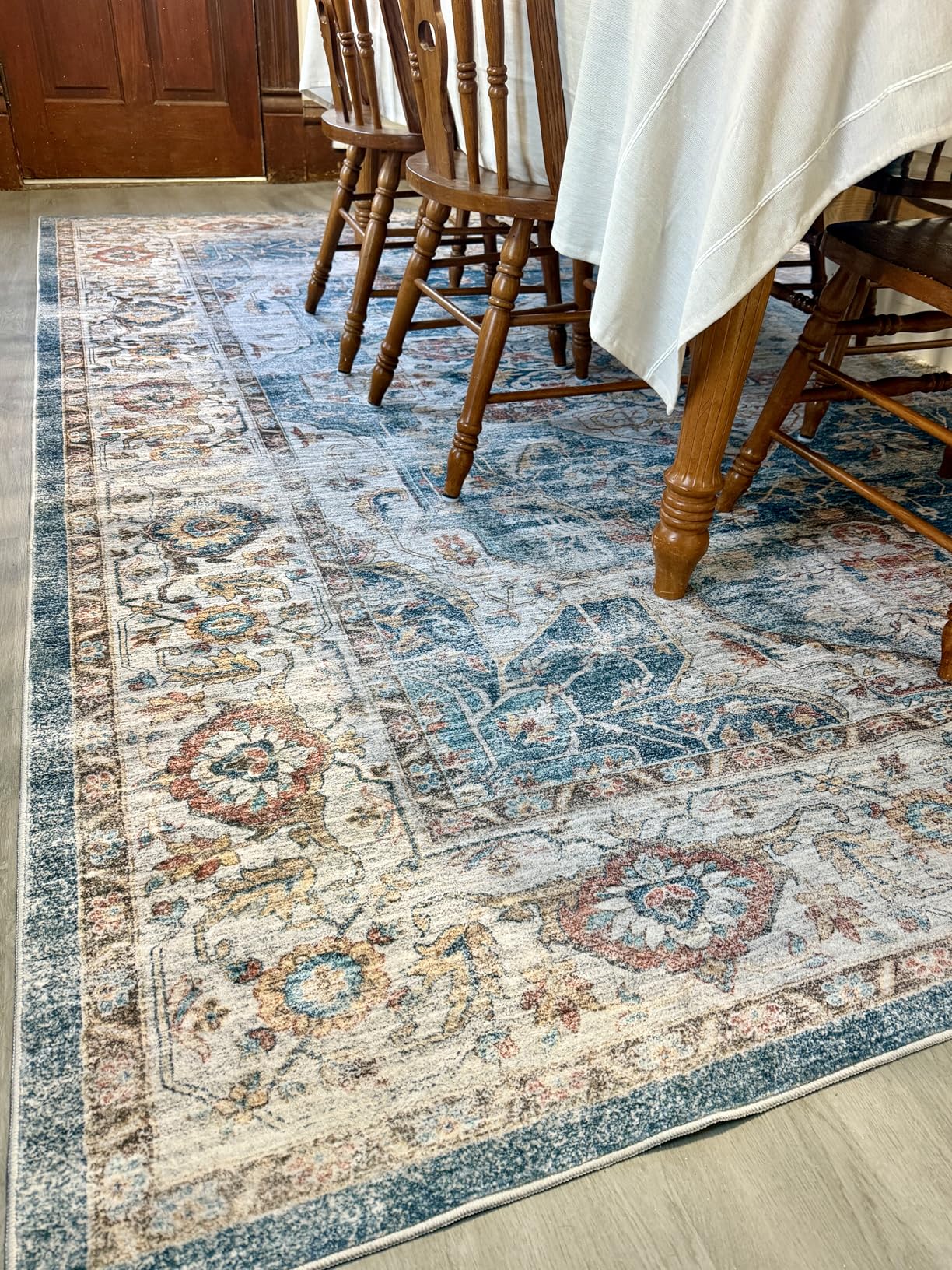 befbee Washable Area Rug 8x10, Large Soft Rugs for Living Room Stain Resistant Non-Slip Backing Rugs for Bedroom, Vintage Clearance Large Area Rug (Turmeric/Grey,8'x10') customer photo 1