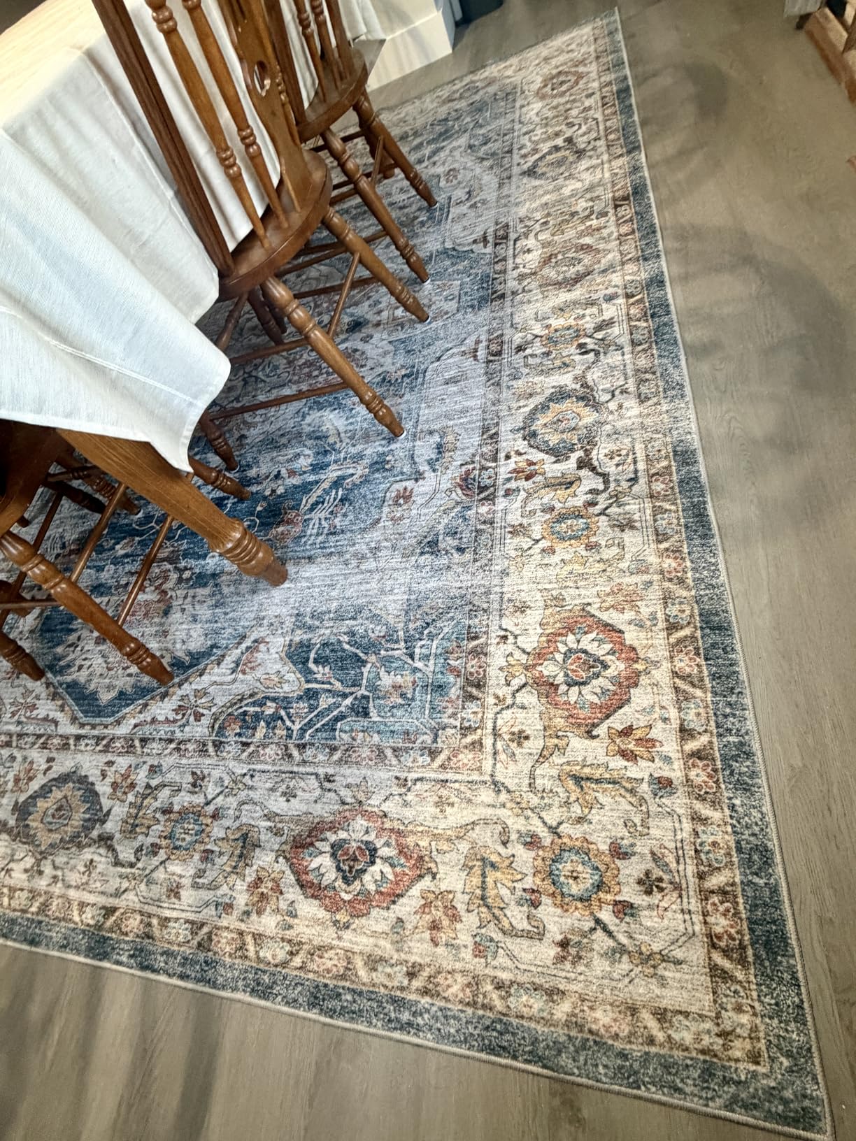 befbee Washable Area Rug 8x10, Large Soft Rugs for Living Room Stain Resistant Non-Slip Backing Rugs for Bedroom, Vintage Clearance Large Area Rug (Turmeric/Grey,8'x10') customer photo 2