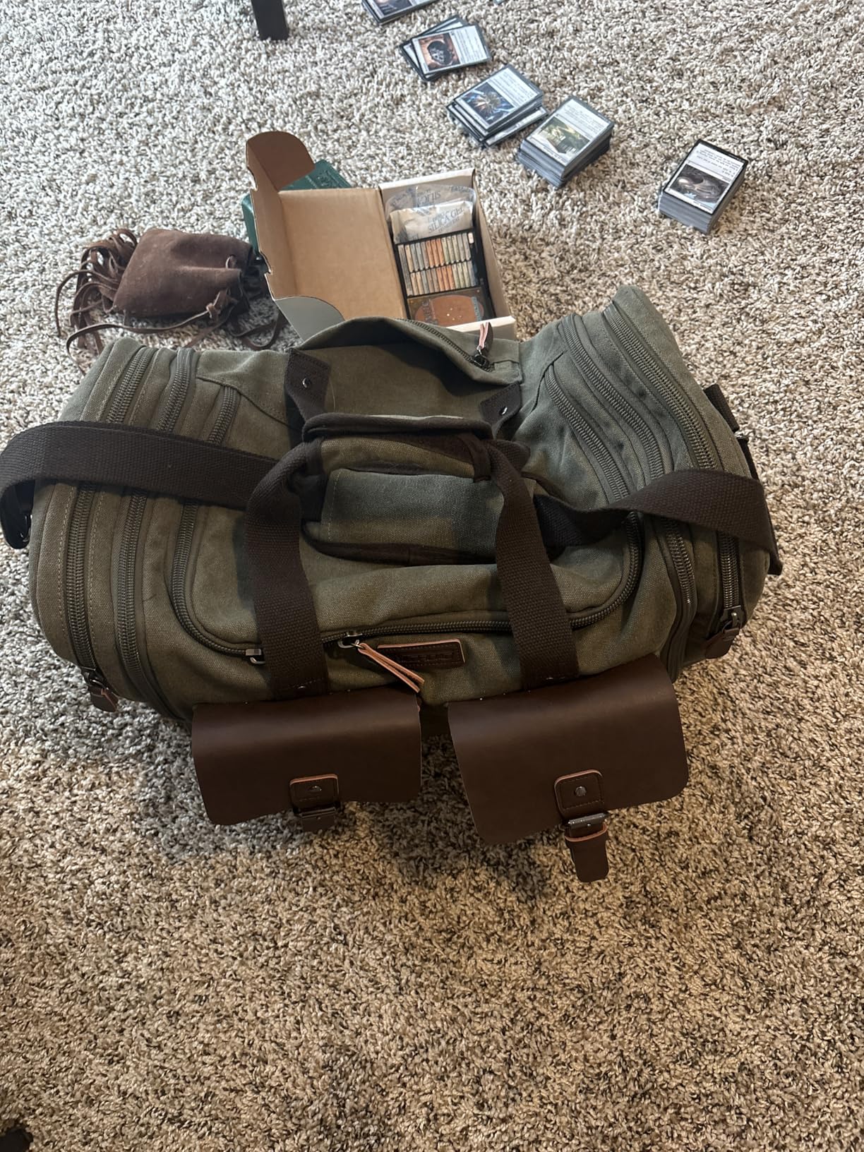 Waxed Canvas Genuine Leather 50L Waterproof Duffle Bag - Vintage Travel Weekender Overnight Carry On customer photo 1