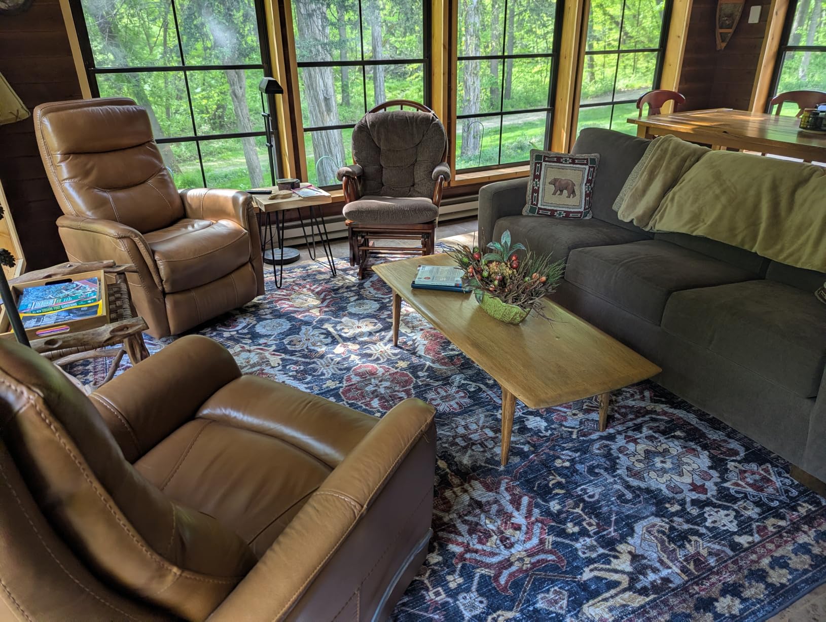 RUGSURE Washable Area Rugs - Perfect for Living Room, Bedroom, Kids Room, Nursery - Stain & Water Resistant Non-Slip, Pet & Child Friendly, Vintage Tribal Area Rugs (Turmeric and Grey, 3' x 5') customer photo 1