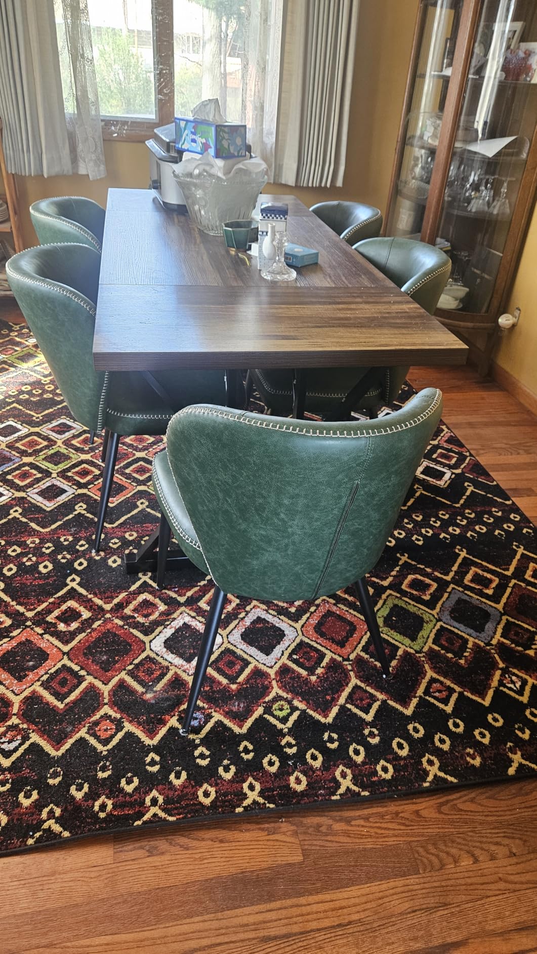 VASAGLE EKHO Collection - Dining Chairs Set of 2, Upholstered Kitchen Chairs, Comfortable Seat, Synthetic Leather with Stitching, Mid-Century Modern, Easy Assembly, Living Room Lounge, Caramel Brown customer photo 1