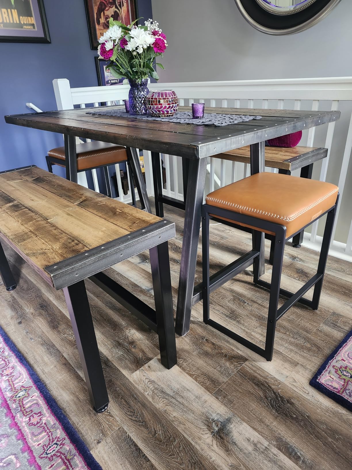 VASAGLE EKHO Collection - Bar Stools Set of 4, Counter Height Bar Stools, Synthetic Leather with Stitching, Mid-Century Modern Counter Stools, 26-Inch Tall, Caramel Brown customer photo 1