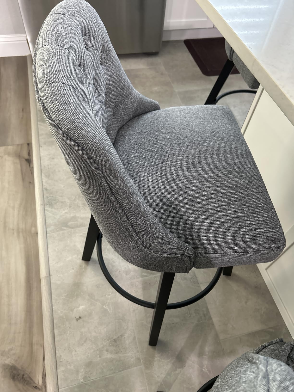 KISLOT Counter Height Swivel Barstools with Back, 26 Inch H Seat Height Upholstered Bar Stools for Kitchen Island, Set of 4, Brown Leather customer photo 2