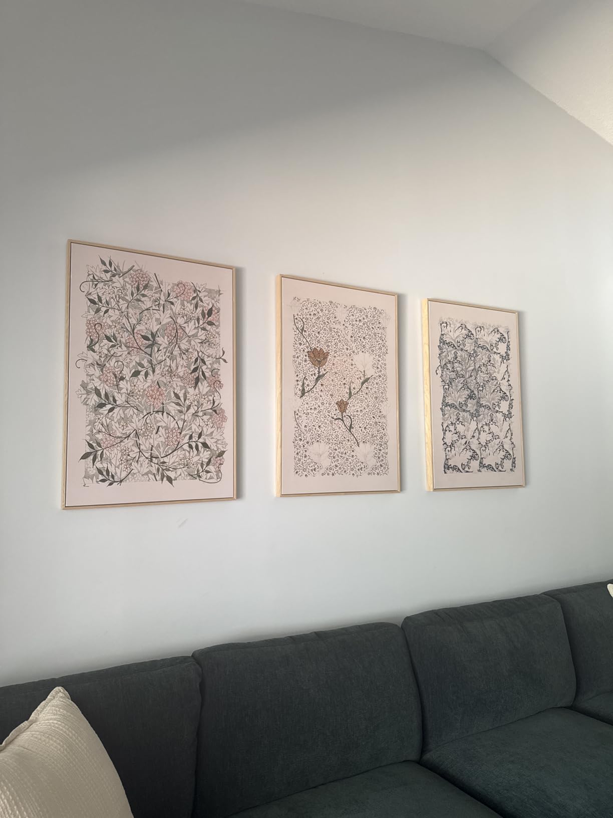 Framed William Morris Canvas Wall Art for Living Room, Set of 3 Large Neutral Floral Botanical Prints, Vintage Rustic Boho Pictures for Bedroom Hallway Office, 16x24 Inch customer photo 1