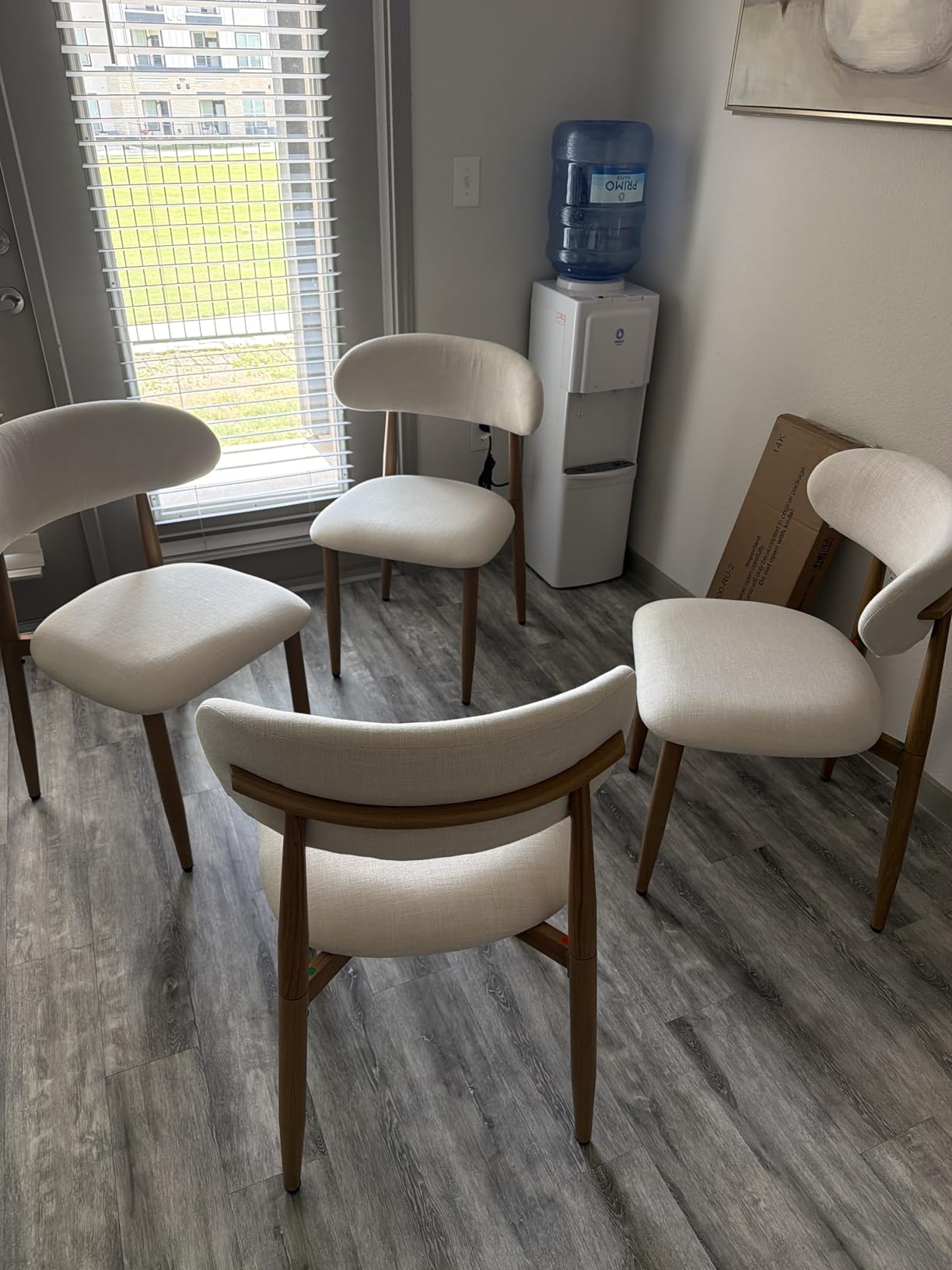 UVV Dining Chairs Set of 4, Metal Kitchen Chairs with Modern Fabric Upholstered for Dining Room, Beige customer photo 1