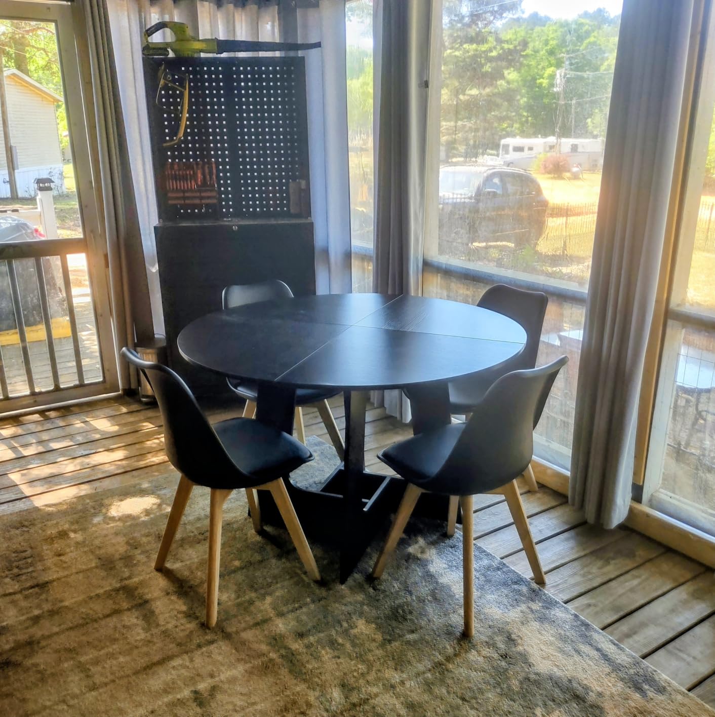 Dining Chairs Set of 4, Modern Upholstered Dining Room Chairs with PU Leather Padded Seat, Armless Kitchen Chairs with Curved Backrest and Solid Wood Legs for Dining Room, Kitchen, Apartment, Black customer photo 1