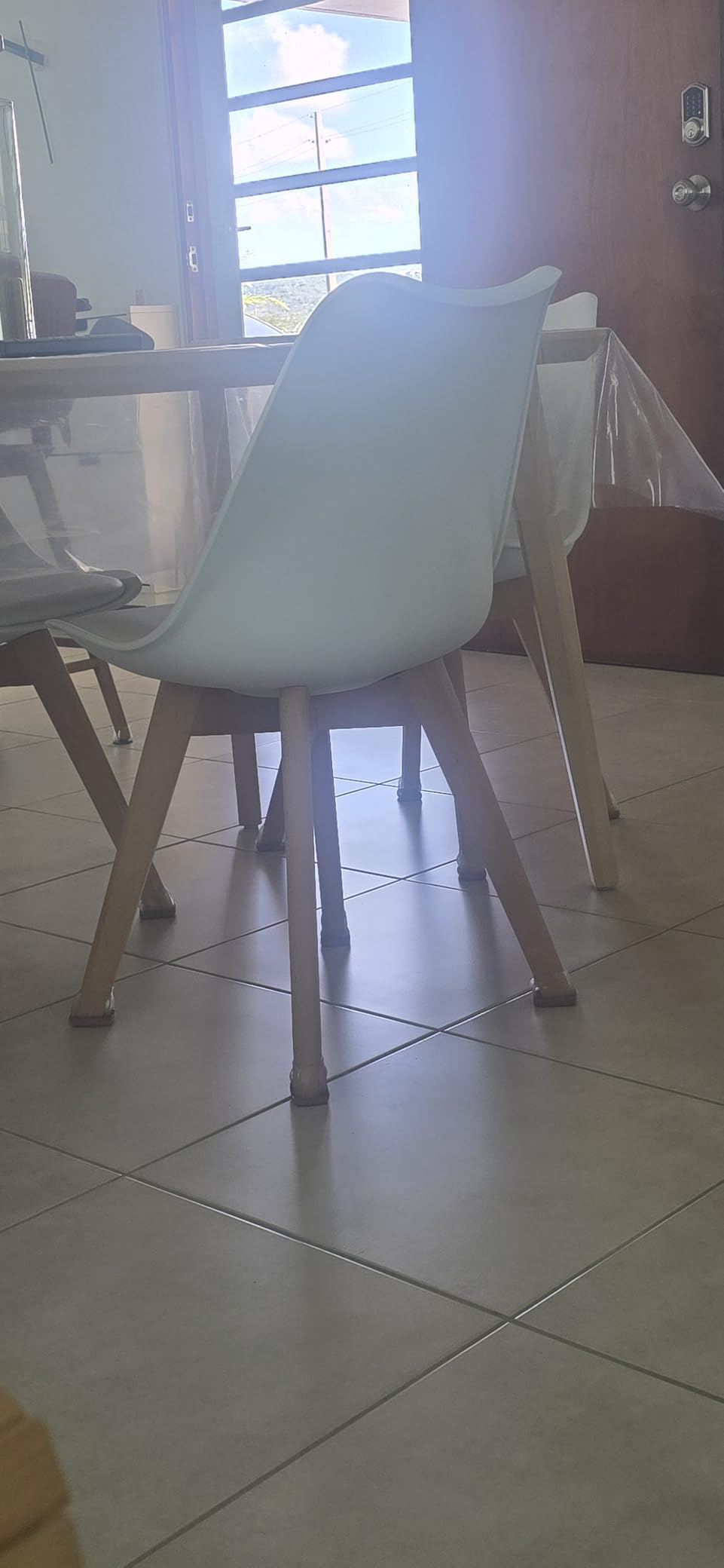 Dining Chairs Set of 4, Modern Upholstered Dining Room Chairs with PU Leather Padded Seat, Armless Kitchen Chairs with Curved Backrest and Solid Wood Legs for Dining Room, Kitchen, Apartment, Black customer photo 2