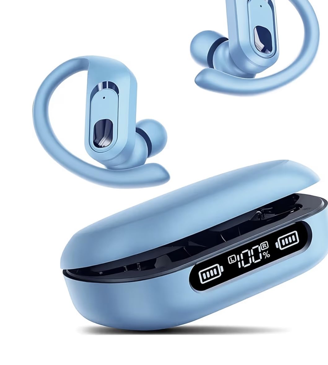 occiam Active Noise Cancelling Earbuds Wireless Bluetooth Headphones Ear Buds 90Hrs Playback Stereo Bass Earphones with Mic Over-Ear Hooks IPX7 Waterproof Headset for Work Sports Running Matte Black customer photo 2