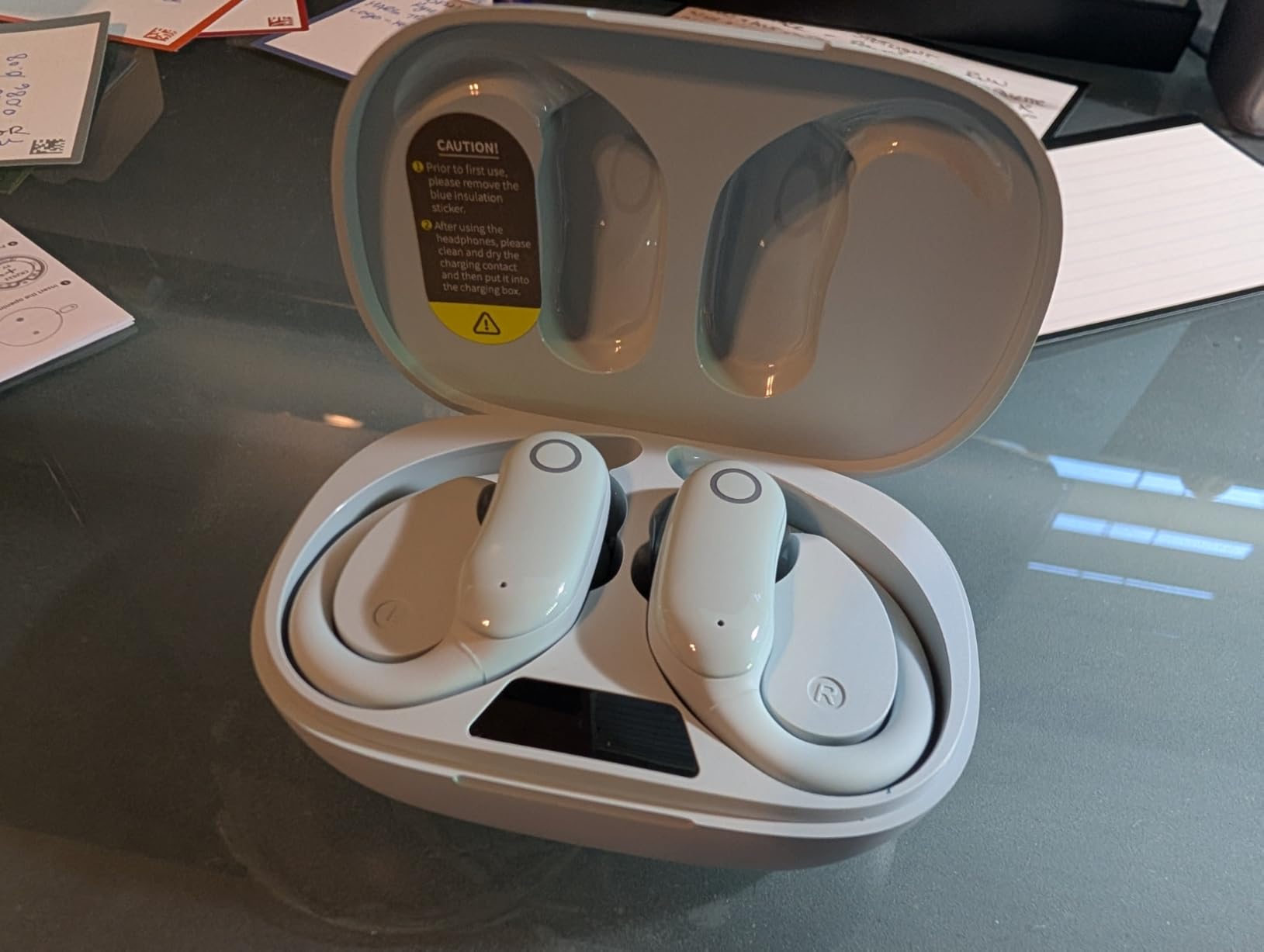 GNMN Active Noise Cancelling Ear Buds Wireless Earbuds 96hrs Playback Bluetooth Headphones Dual Battery Display Stereo Bass Earphones with Earhooks Microphone IPX7 Waterproof for Sports/Running/Workout customer photo 1